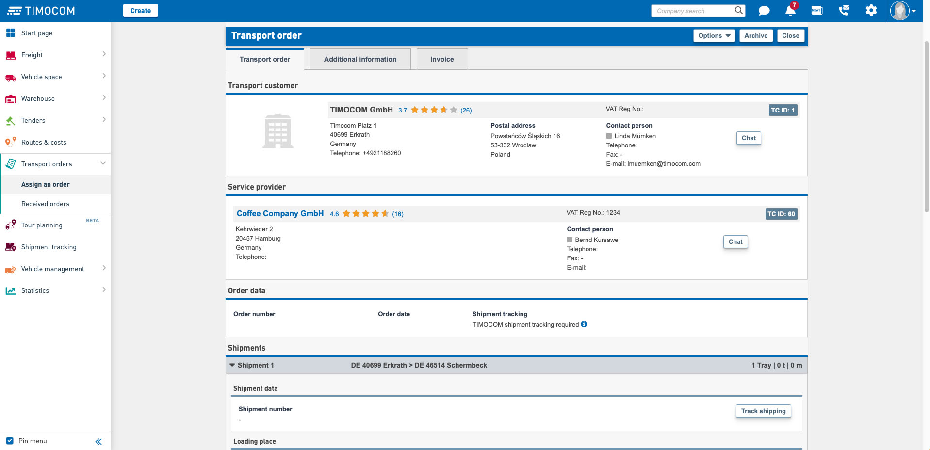 TIMOCOM transport orders 