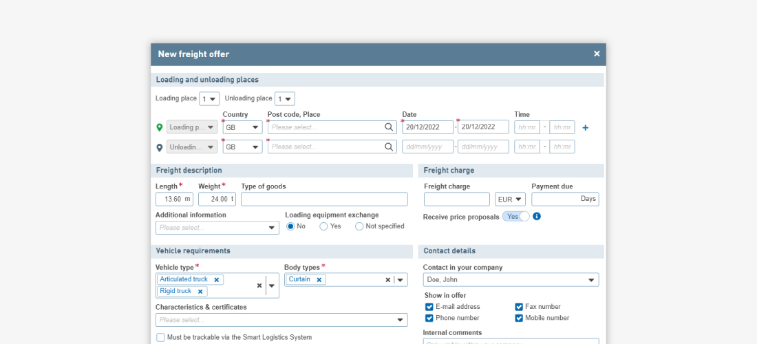 Wystawianie ładunków