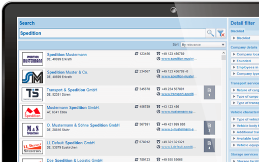 Bedrijfsprofielen van TIMOCOM, screenshot