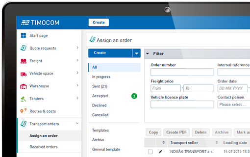 Assign and manage transport orders for your vehicles in the Smart Logistics